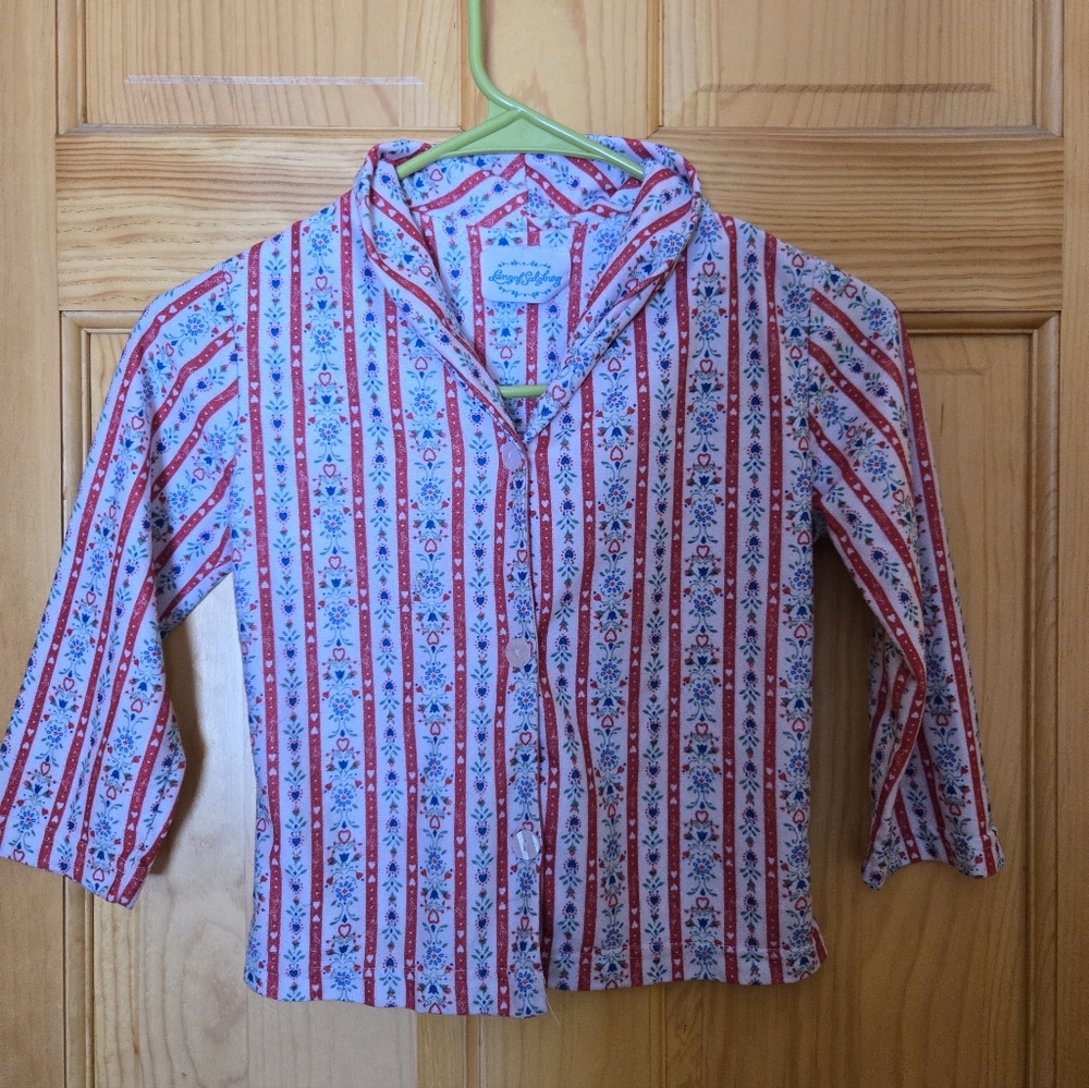 VTG Lanz of Salzburg Christmas Pajama Top Kids Size 7/8 Button Down